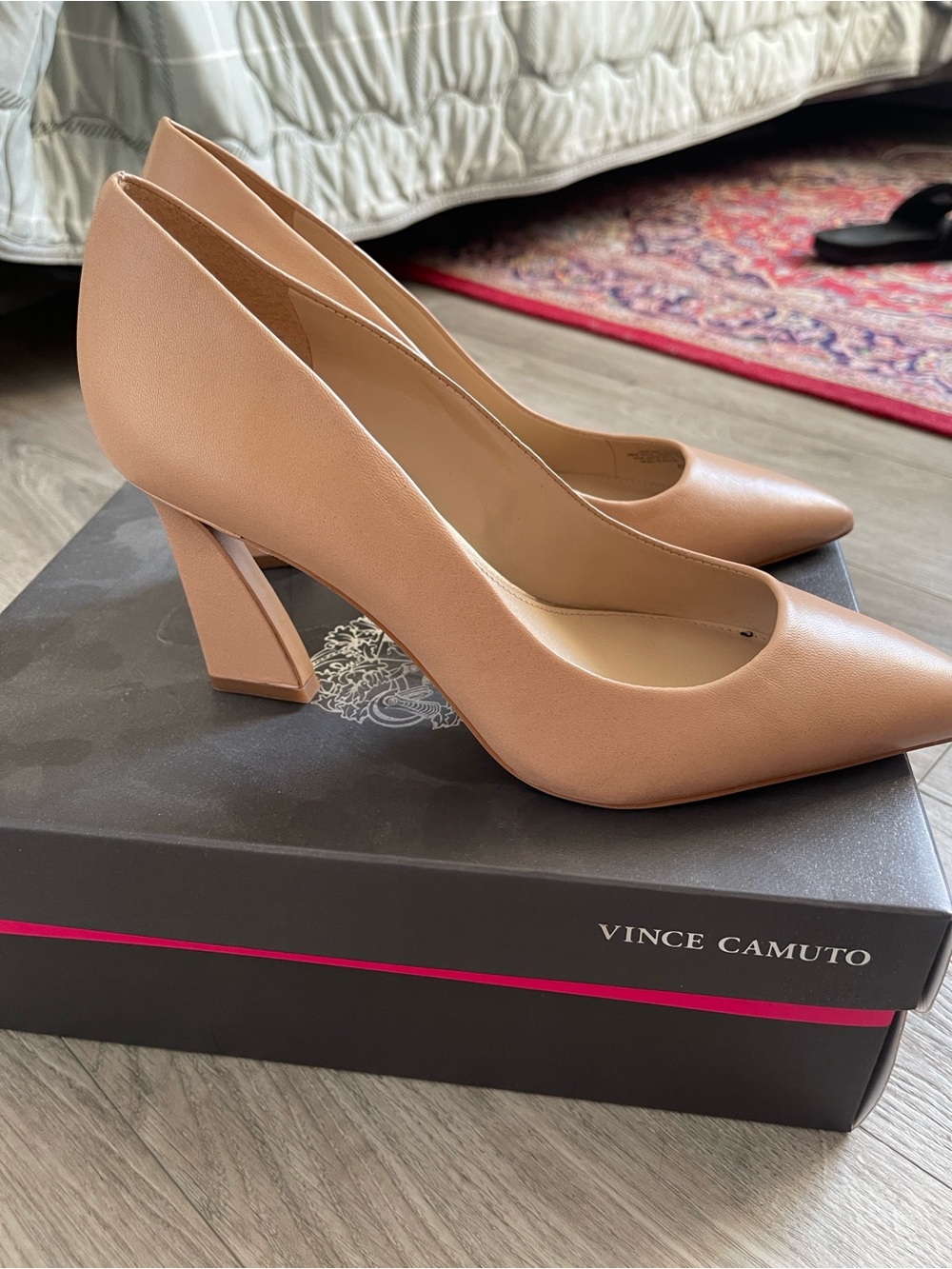 Vince Camuto Blush Tan Pointed Block Heel Pumps/ brand new,$130$